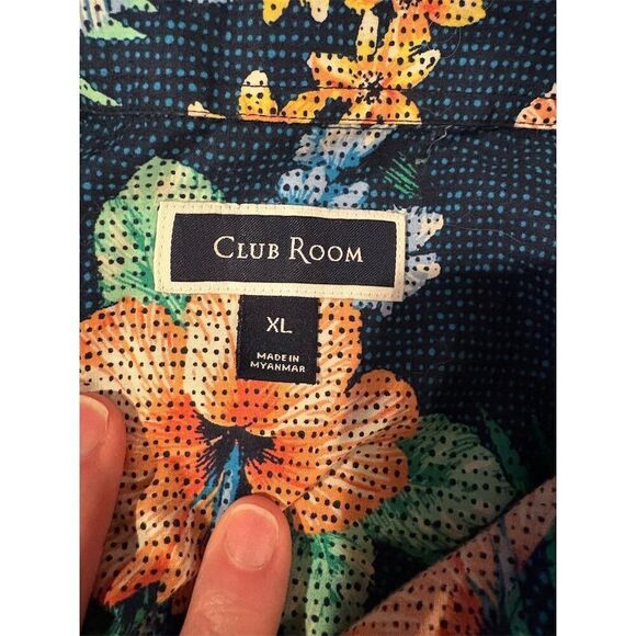 Club Room Men's XL Floral Hawaiian Short Sleeve Button-Down Shirt - Picture 5 of 6